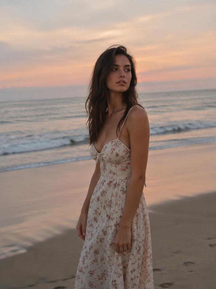 Lina at the beach at dusk